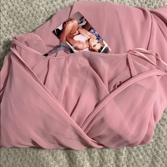 Naked Wardrobe Full Length Long-sleeve Sheer Dress - Picture 3 of 5